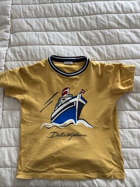 Dolce & Gabbana Yellow Graphic Ship Tee